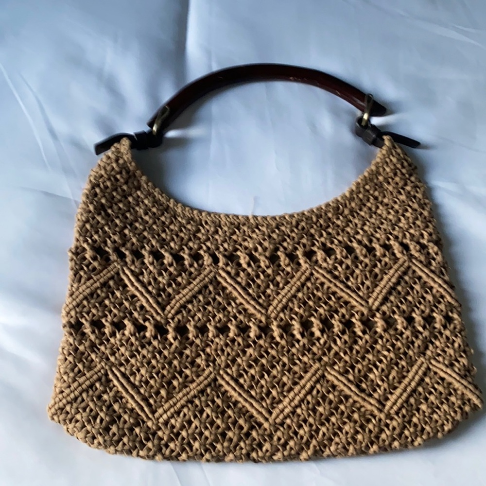 Top handle woven summer bag